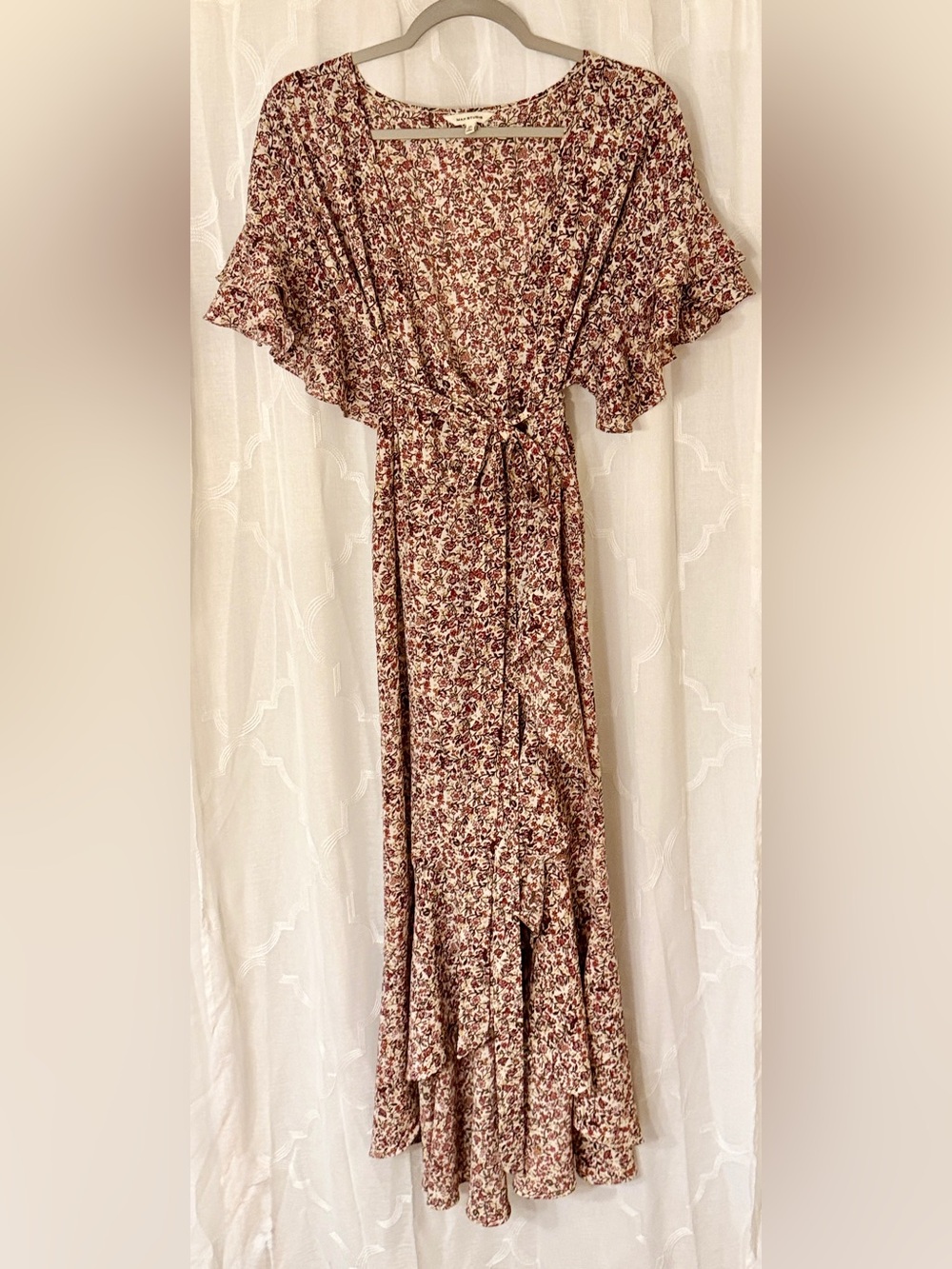 Max Studio Floral Boho Midi Maxi High Low Wrap Dress 1X